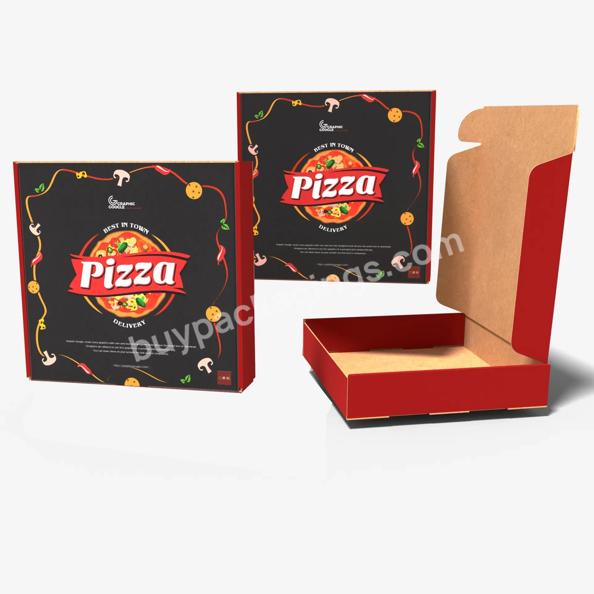 Custom Design Food Takeaway Containers Corrugated Paper Pizza Packing Box - Buy Custom Design,Pizza Boxes,Food Takeaway.