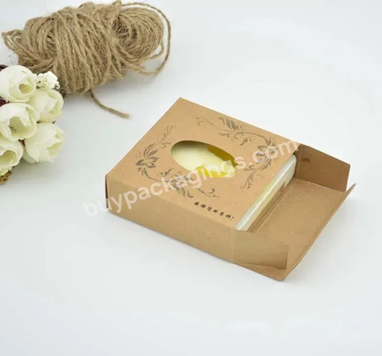 Custom Design Full Color Printing Brown Kraft Paper Small Handmade Soap Packaging Paper Box With Clear Window Hole - Buy Soap Packaging Box,Paper Packaging Box,Window Paper Boxes.