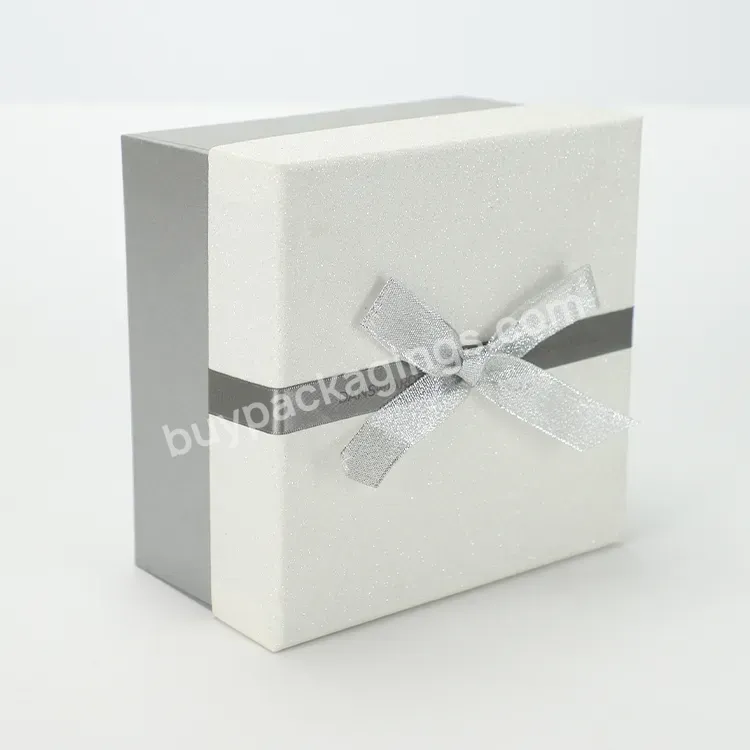 Custom Design Grey Ribbon Cardboard Gift Packaging Box For Cosmetic With Paper Bag - Buy Perfume Packaging,Gift Pacakging Box,Color Box.