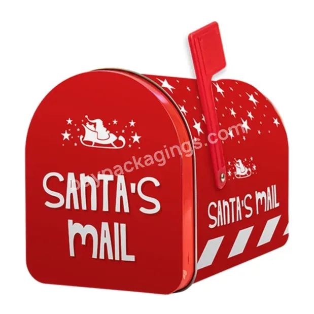 Custom Design Santa Mail Tin Box With Plastic Flag Metal Mail Box For Packaging Sweets Chocolate Candies - Buy Tin Mail Box Christmas,Xmas Mail Box Packaging,Christmas Mail Tin.