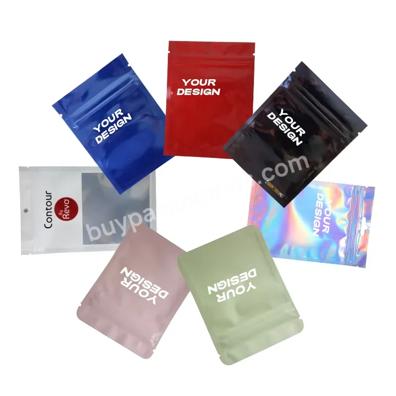 Custom Digital Printing Matte Glassy Smell Proof Resealable Zipper Small Packaging Edibles Plastic Mylar Bags Flat Foil Pouch - Buy Custom Plastic Bags,Smell Proof Bag,Flat Foil Pouch.