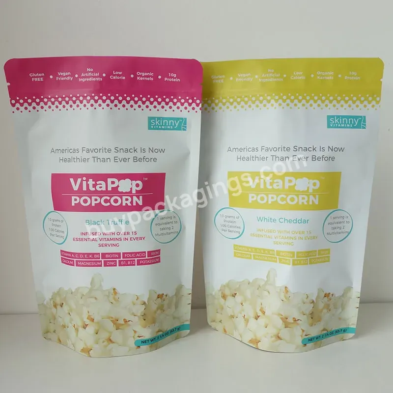 Custom Digital Printing Plastic Doypack Matte Zipper Resealable Stand Up Pouch Packaging For Snack Popcorn Food - Buy Plastic Packaging,Doypack Zipper Bag,Food Packaging Pouch.