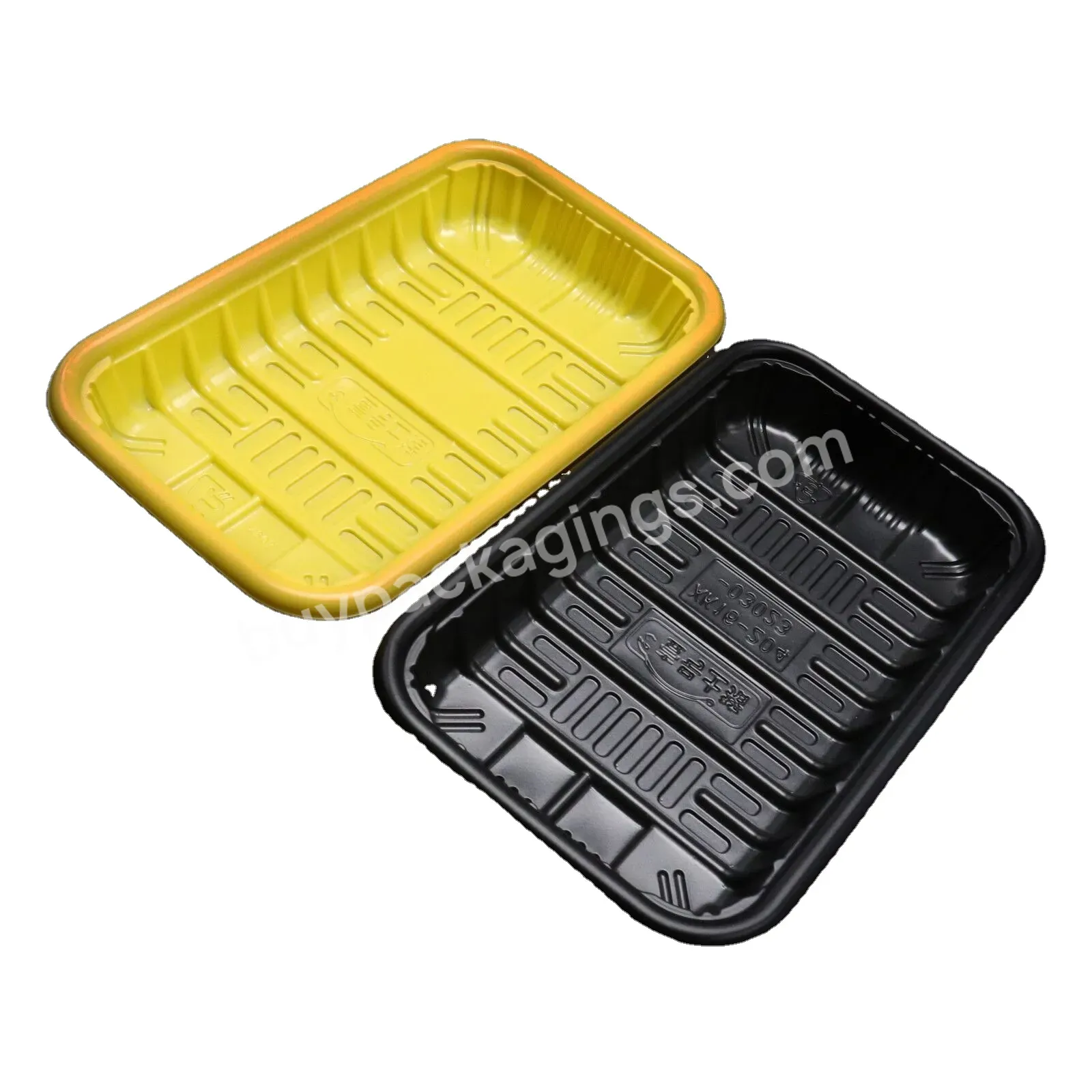 Custom Disposable Plastic Pet Food Packaging Tray Black Or Transparent Trays For Meat Vegetable Packing