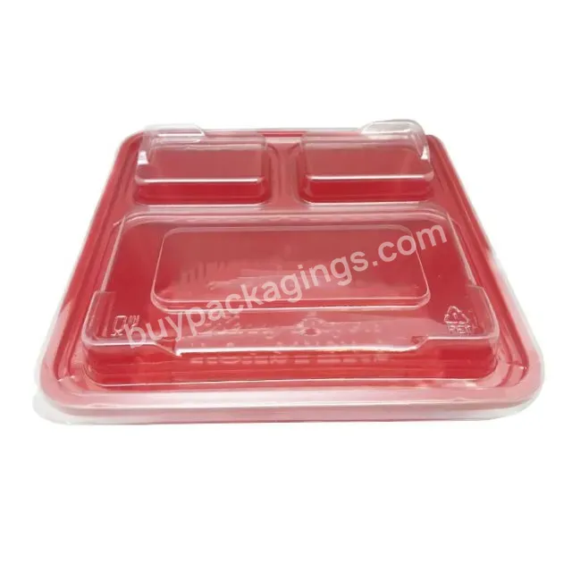 Custom Disposable Takeaway Lunch Box Fast Food Containers Plastic 3 Cavity Lunch Food Boxes With Clear Lid - Buy Lunch Box Fast Food Containers,Custom Disposable Takeaway Lunch Box Fast Food,Lunch Food Boxes With Clear Lid.