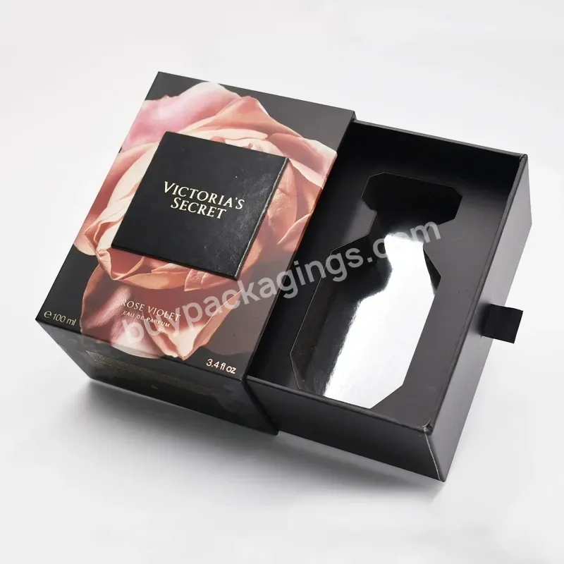 Custom Drawer Perfume Bottle Gift Box 50ml 100ml Perfume Packaging Cardboard Boxes With Insert - Buy Perfume Packaging Box Cheap Price,Black Perfume Box,Boite De Parfum.