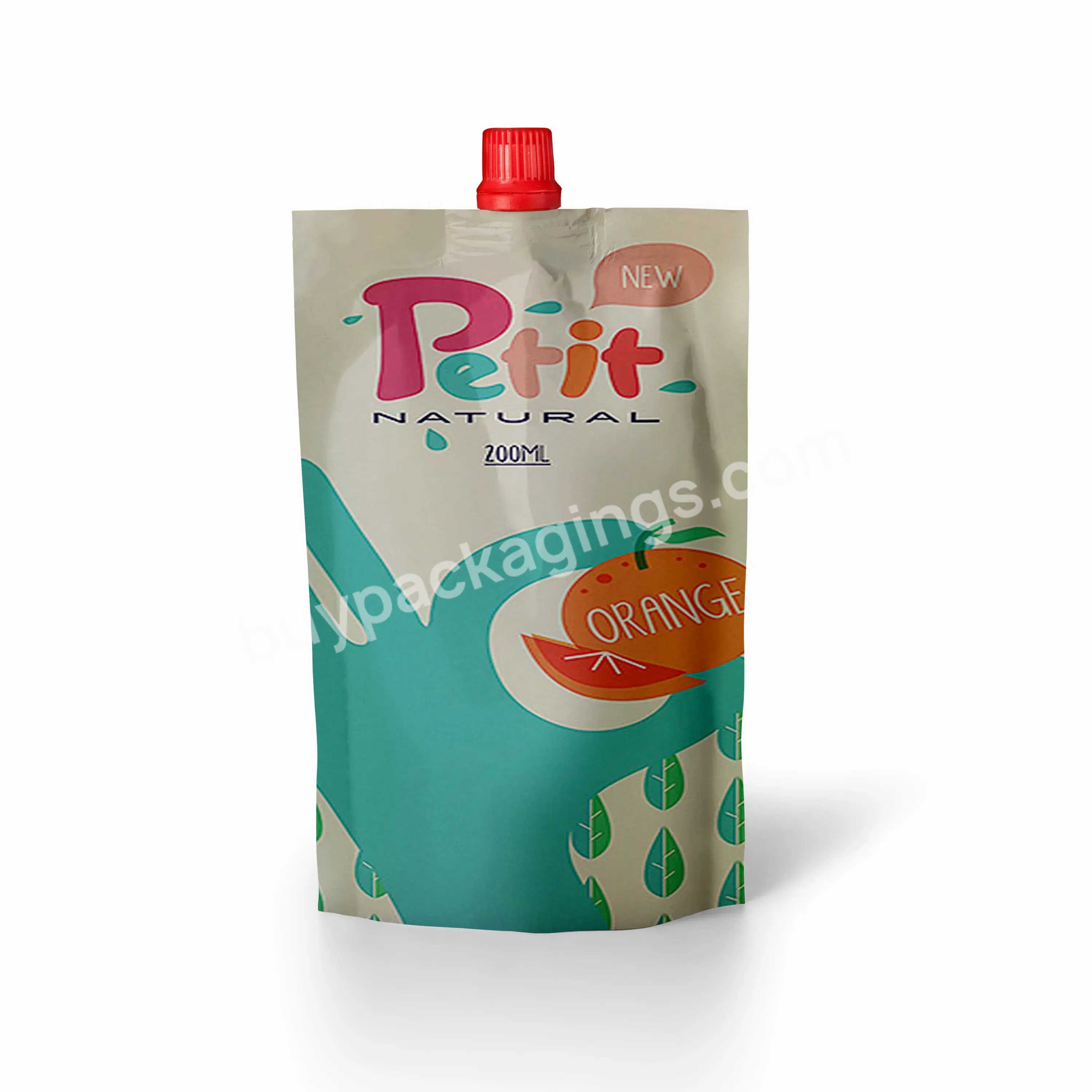 Custom Drinking Packaging Color Printed Standup Plastic Pouch Spout 200ml Metalized Nylon Aluminum Foil Fruit Juice Beverage Bag - Buy Beverage Bag,Beverage Bag Pouch Spout,Beverage Packaging Bag.