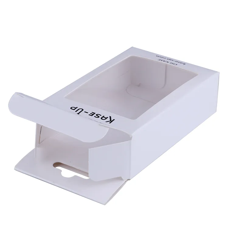 Custom e-commerce printing paper box eco friendly packaging white window box for cosmetic and electronic charger