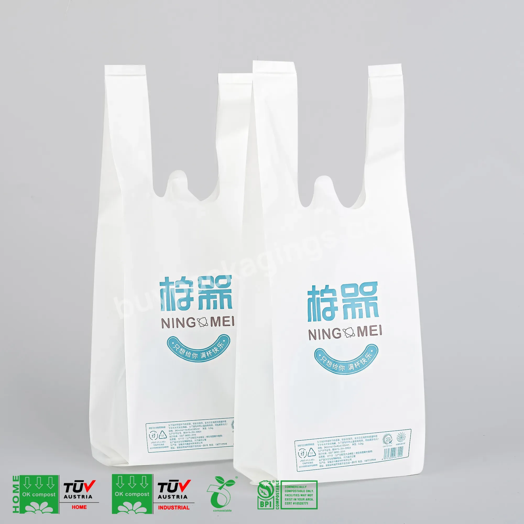 Custom Eco Friendly 100% Compostable Cornstarch Grocery Biodegradable Pla Plastic T-shirt Carry Bags For Supermarket Wholesale - Buy Pla Plastic Bags,Biodegradable Carry Bags,Biodegradable Plastic Bag Wholesale.