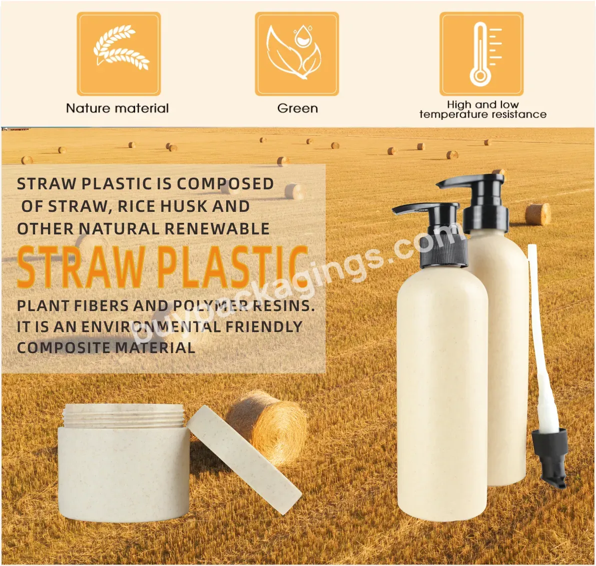 Custom Eco Friendly Luxury Biodegradable Compostable 100% Wheat Straw Products Bottles Jar Cosmetics Packaging Containers - Buy Wheat Straw Bottles,Wheat Straw Biodegradable Cosmetic Jar Containers,Cosmetics Packaging Containers.