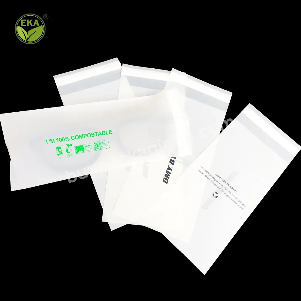 Custom Eco Friendly Pla Home Compostable Courier Mailing Bags Self Adhesive 100% Biodegradable Packaging Bags For Garment