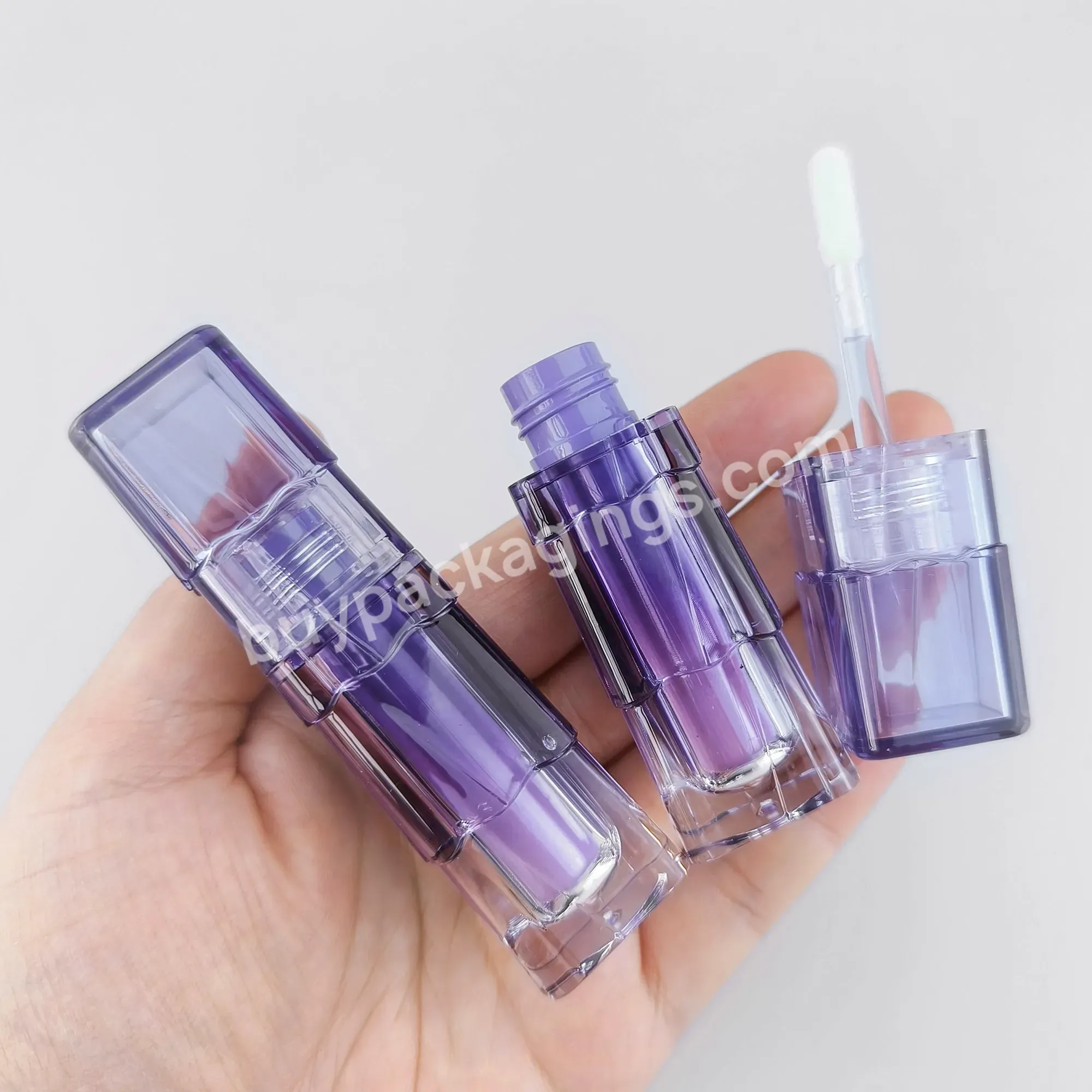 Custom Empty Lipgloss Tubes Gradient Lip Gloss Container Plastic Lipstick With Big Brush For Cosmetic Container Packaging 3ml In - Buy Empty Plastic Pipe With Big Brush Eyeliner Tube Mascara Tube Packaging,Square Shape Round Chapstick 3ml Big Brush A