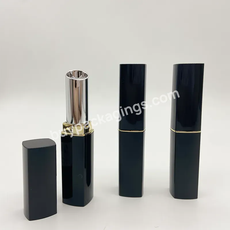 Custom Empty Plastic Black And Metal Gold Square Lipstick Tubes - Buy Plastic Black Lipstick,Black Lipstick Tube,Square Lipstick Tubes.