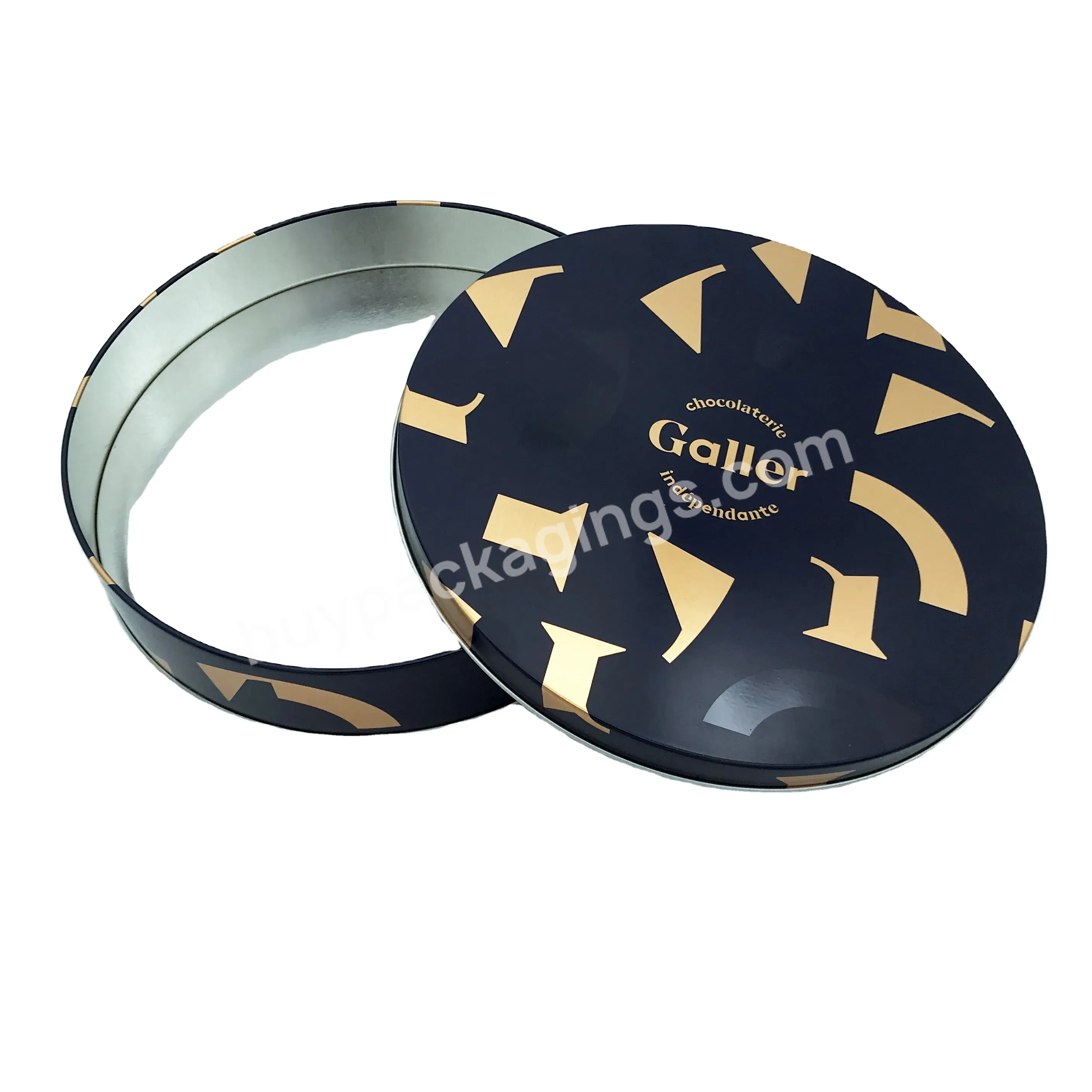 Custom Empty Printed Metallic Color Round Chocolate Tin Can