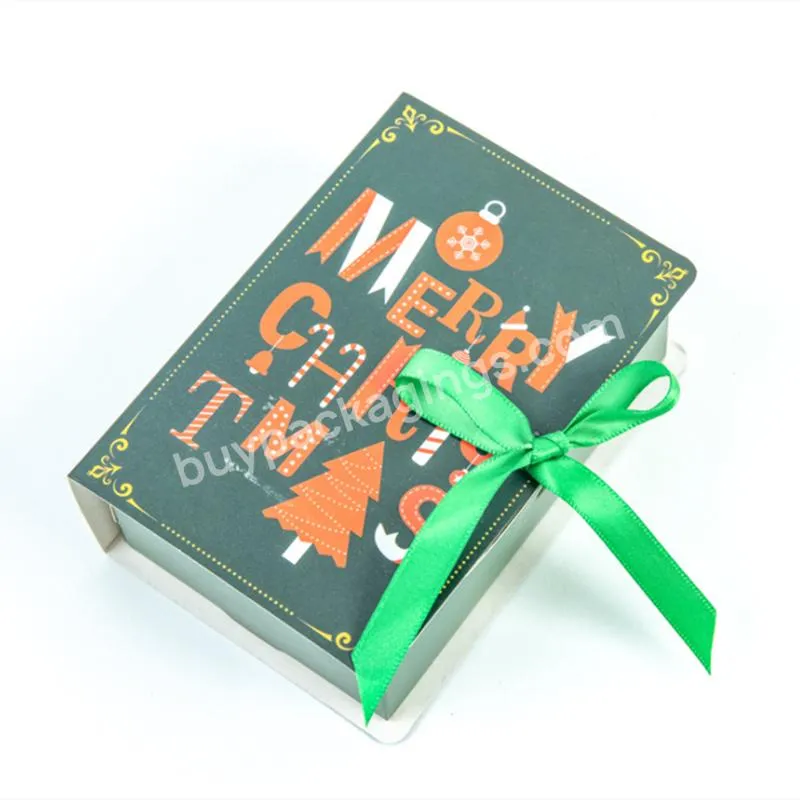 Custom Fancy Design Book Shape Paper Gift Box Christmas Candy Gift Box Chocolate Chocolate Box Packaging with Ribbon