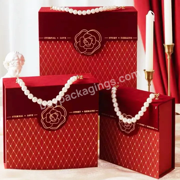 Custom Fashion Luxury Camellia Gift Box With Flannel Whole Hot Stamping Foil Pearl Handle Wedding Gifts For Guests Box Packaging - Buy Wedding Gifts For Guests Box Packaging,Flannel Whole Hot Stamping Foil Pearl Handle,Fashion Luxury Camellia Gift Box.