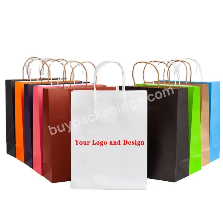 Custom Food Clothes Wedding Branded Logo Tote Colorful Pink Brown Black Package Shopping Kraft Paper Bag With Handle - Buy Customized Take Away Food Bag Fashion Shopping Bag Colorful Printing Kraft Paper Bags,Wholesale Custom Printed Black Luxury Sho