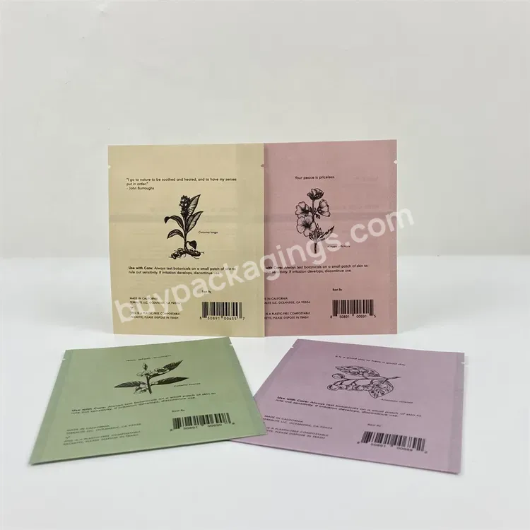 Custom Full Colors Printing Eco-friendly Biodegradable Paper Sachets For Skincare Plastic Pla Compostable Paper Bags - Buy Cornstrach Compostable Bags,Biodegradable Paper Bags,Skincare Biodegradable Paper Sachets.