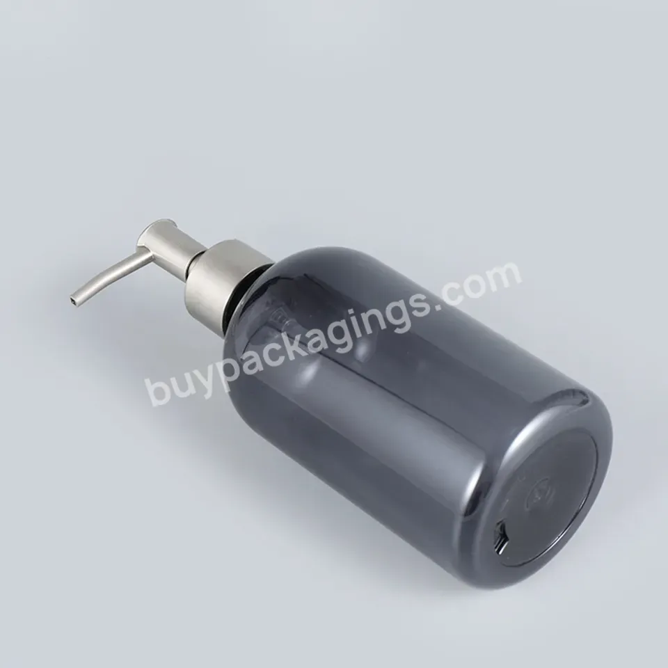 Custom Grey Round Emulsion Pump Pet Bottle Cosmetic Pump Bottle Personal Care Shampoo Lotion Bottle