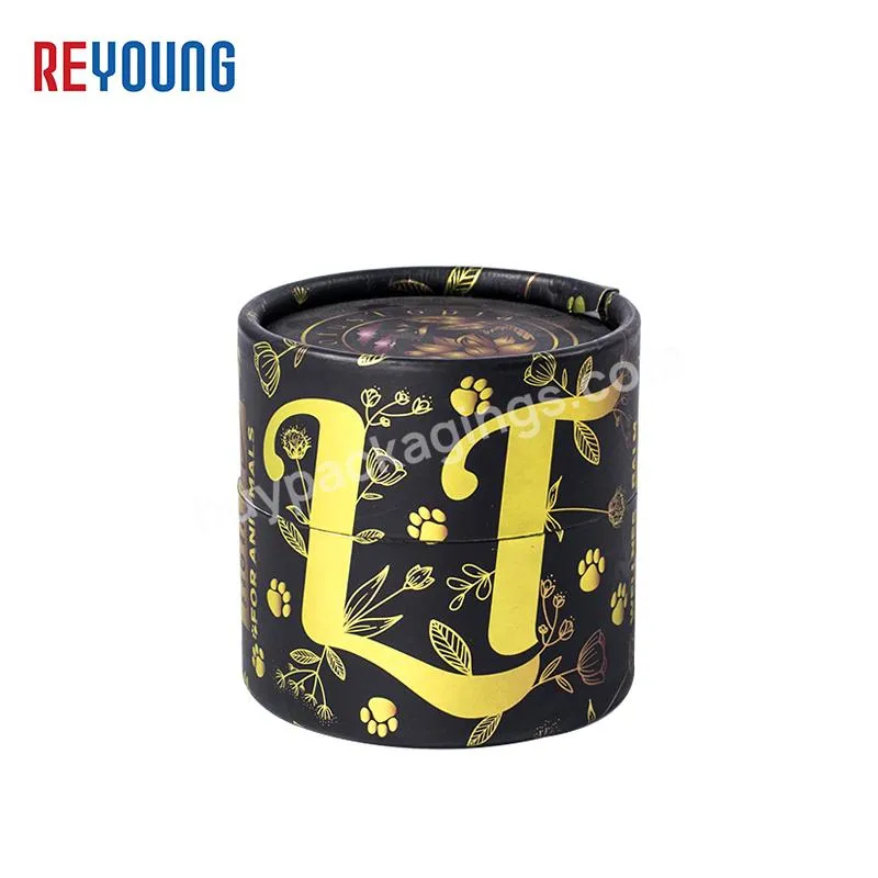 Custom Hot Foil Perfume Candle Food Packaging Cylinder Bottle Round Card Board Box