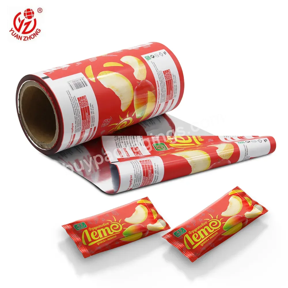 Custom Ice Cream Roll Film Packaging Plastic In Roll Stock For Food Packaging Ice Bar Ice Lolly Film