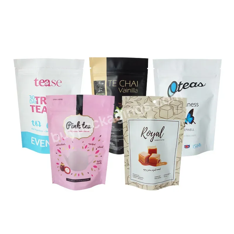 Custom Label Plastic Zipper Stand Up Pouch Bags Coffee Loose Tea Packaging With Zipper - Buy Tea Packaging,Custom Label Tea Packaging Bags With Zipper,Custom Logo Stand Up Bags For Tea Packaging.