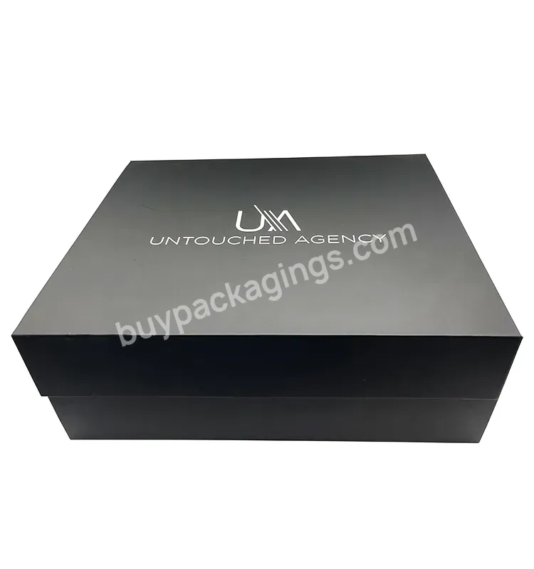 Custom Large Luxury Black Folding Sets Foldable Gift Box With Magnet With Ribbon Folding Cardboard Box For Clothing - Buy Folding Boxes Gift Box,Folding Box For Gift,Foldable Gift Box With Magnet.