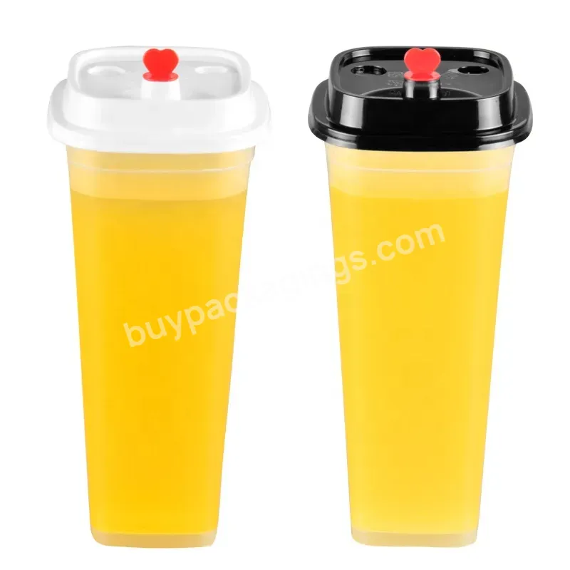 Custom Leakproof 520ml Pp Injection Juice Milktea Cups Disposable Square Plastic Cups With Lids