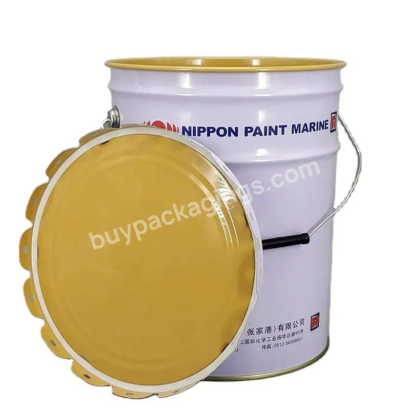 Custom Logo 20l Round Paint Tin Can Epoxy Resin Lined Open Head With Lug Lid