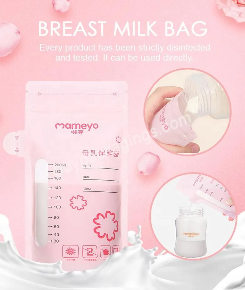 Custom Logo Bpa Free 150ml Stand Up Double Zipper Transparent Plastic Baby Breast Milk Refrigerated Storage Bags - Buy Breast Milk Refrigerated Storage Bag,Double Zipper Breast Milk Bag.