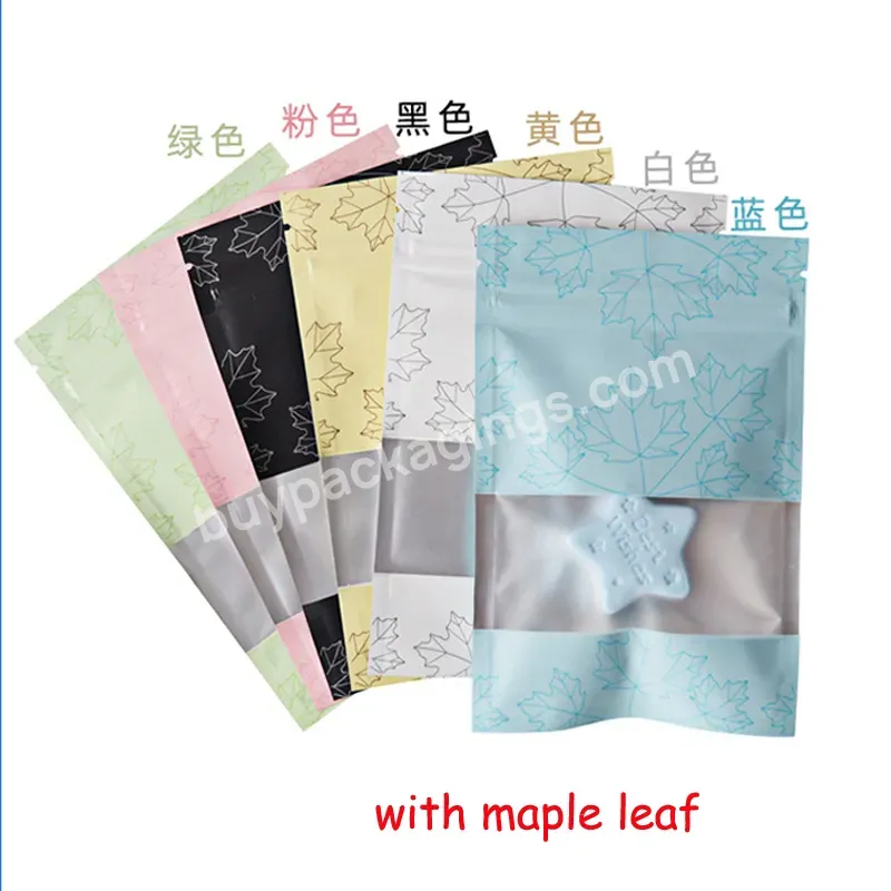 Custom Logo Colorful Small Products Aluminum Foil Ziplock Bag With Window Packing Biodegradable Ziplock Bag - Buy Biodegradable Aluminum Foil Ziplock Bag,Matte Flat Food Grade Design Storage With Clear Window Resealable Bags Green Maple Leaf Design F