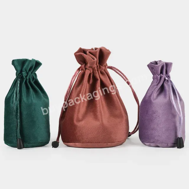Custom Logo Drawstring Dust Jewelry Packaging Bag Pouch Gift Velvet Small Bag For Jewelry