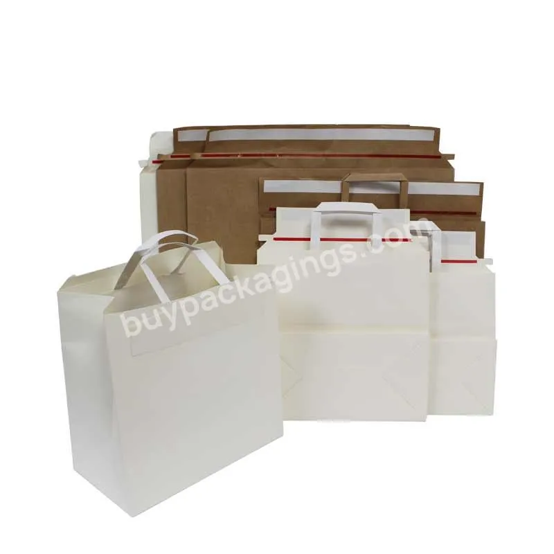 Custom Logo Eco Friendly Brown Kraft Paper Envelopes Bags with Handle Recyclable Mailer Expandable Kraft Paper Mailer Bags