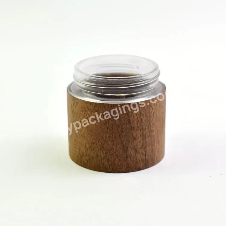 Custom Logo Engraving Printing Wooden Walnut Skin Child Resistant Glass Jar - Buy Empty Cosmetic Comtainer,4 Oz Glass Jars With Lid,Bamboo Lid Glass Bottle Cream Jars.