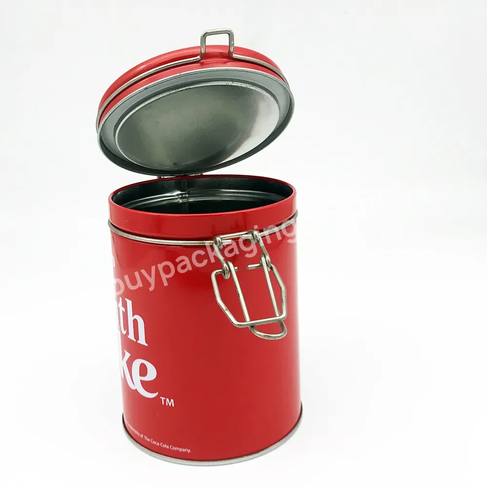 Custom Logo Food Grade Round Metal Coffee Tin Can With Lock - Buy Coffee Tin Can With Lock,Food Grade Round Metal Tin Can,Custom Logo Tin Jar.