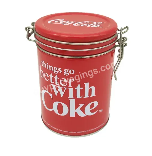 Custom Logo Food Grade Round Metal Coffee Tin Can With Lock
