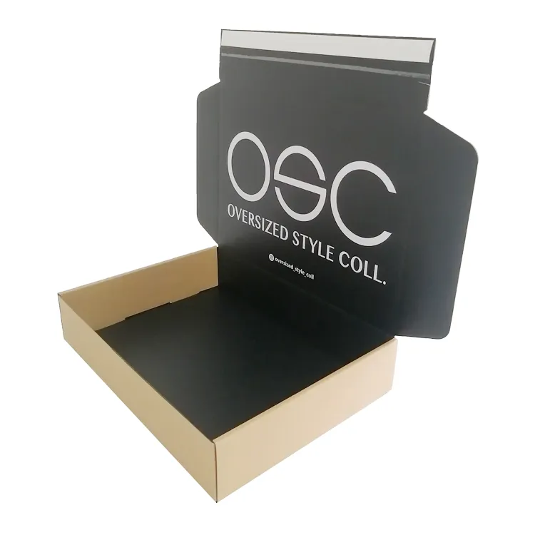 Custom logo kraft shipping ecommerce packaging corrugated cardboard self seal mailing box with adhesive strip