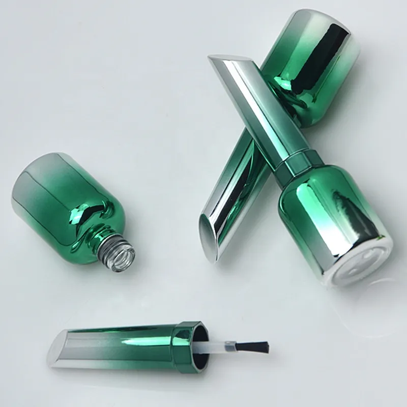 Custom Logo Luxury Private Label Green Gradient UV Electroplated Gel Nail Polish Bottles