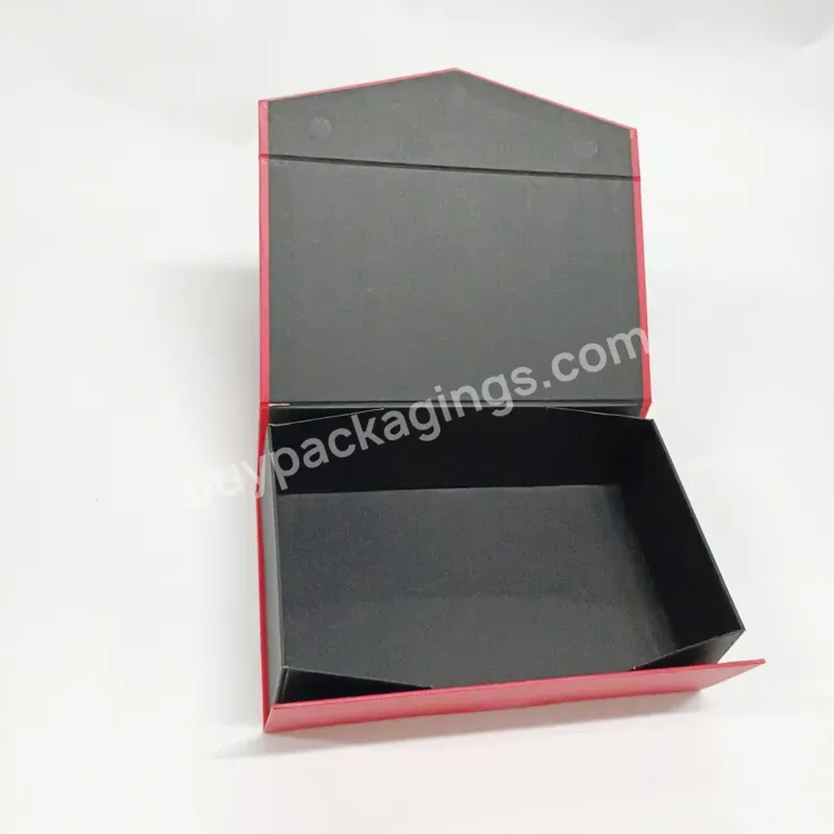 Custom Logo Luxury Red Black Packaging Magnetic Folding Gift Cardboard Paper Box With Magnetic Lid - Buy Folding Gift Box With Magnetic Lid,Shoe Paper Packaging Box,Magnetic Closure Paper Box.