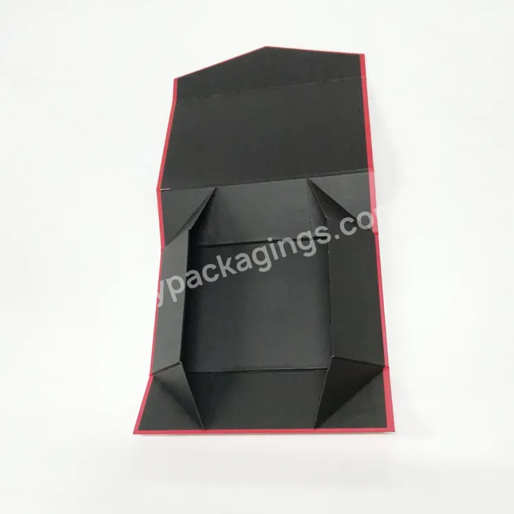 Custom Logo Luxury Red Black Packaging Magnetic Folding Gift Cardboard Paper Box With Magnetic Lid - Buy Folding Gift Box With Magnetic Lid,Shoe Paper Packaging Box,Magnetic Closure Paper Box.