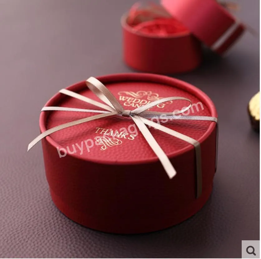 Custom Logo Luxury Small Round Candy Chocolate Favors Gift Boxes For Wedding Souvenirs Guests