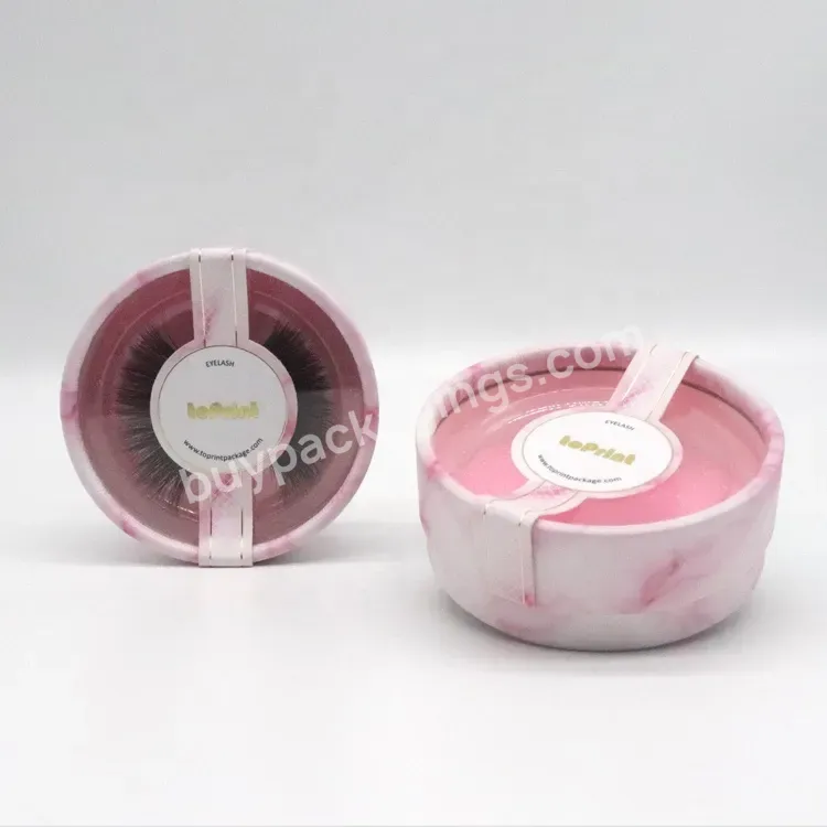 Custom Logo Pink Empty Cardboard Container Round Paper Box For False Eyelash Packaging - Buy Custom Eyelash Packaging,Empty Eyelash Box Container,Round Lash Box.