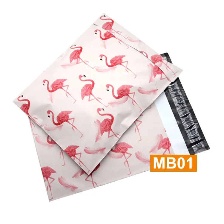 Custom Logo Pouch Printed Pink Waterproof Pattern Courier Poly Packing Rainbow Luxury Mailing Bags Plastic Mailer With Pocket