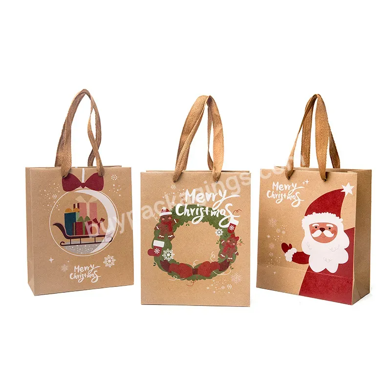 Custom Logo Printed Christmas Design Gift Packaging Shopping Portable Tote Kraft Paper Bag - Buy White Kraft Paper Bag,Tote Kraft Paper Bag,Shopping Portable Tote Packaging Paper Bag.