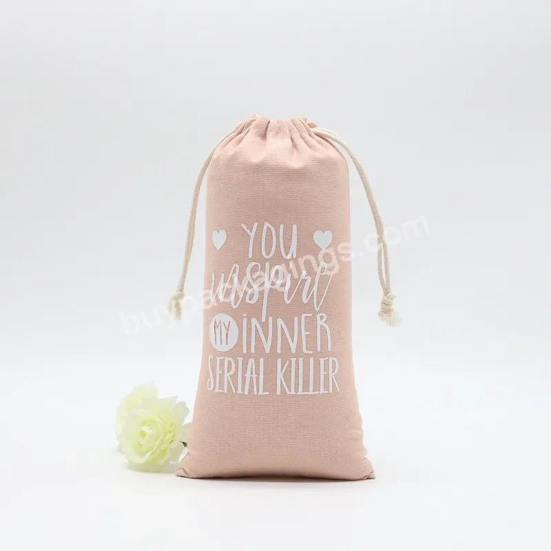 Custom Logo Printed Cotton Linen Gift Drawstring Makeup Bag Pink Cotton Linen Skin Care Packaging Dust Bags With Cotton Lining - Buy Linen Makeup Bag,Custom Linen Bags,Cotton Linen Gift Bag.