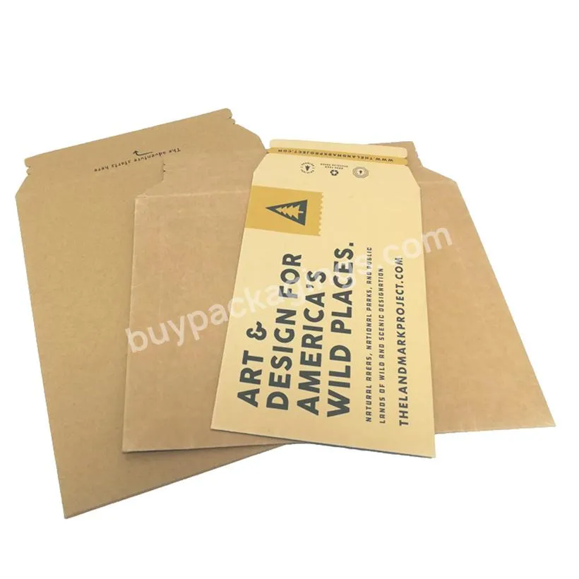 custom logo printed folding gusset kraft paper mailer a3 a4 a5 size expandable rigid envelopes