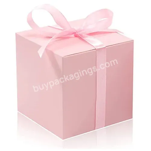 Custom Logo Printed Square Cardboard Gift Pink Paper Lipstick Packaging Fold Box - Buy Pink Gift Packing Box Holiday Gift Storage Box,Pink Wedding Birthday Party Paper Gift Packing With Ribbon,Square Paper Box Birthday Party Gifts.