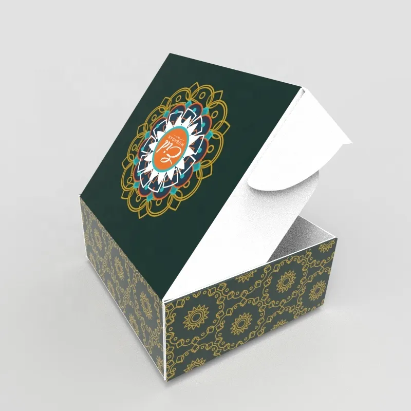 Custom Logo Printing cardboard Islamic muslim favor eid ramadan box for gift packaging cake nuts sweet candy sandwich hamburger