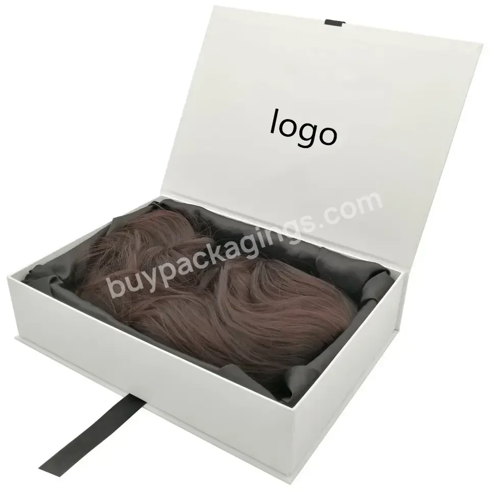 Custom Logo Printing Foldable Book Shape Wig Packaging Cardboard Magnetic Closure Box - Buy Matt Black Package Box,Packaging Box,Custom Paper Box Gift Box Packaging.