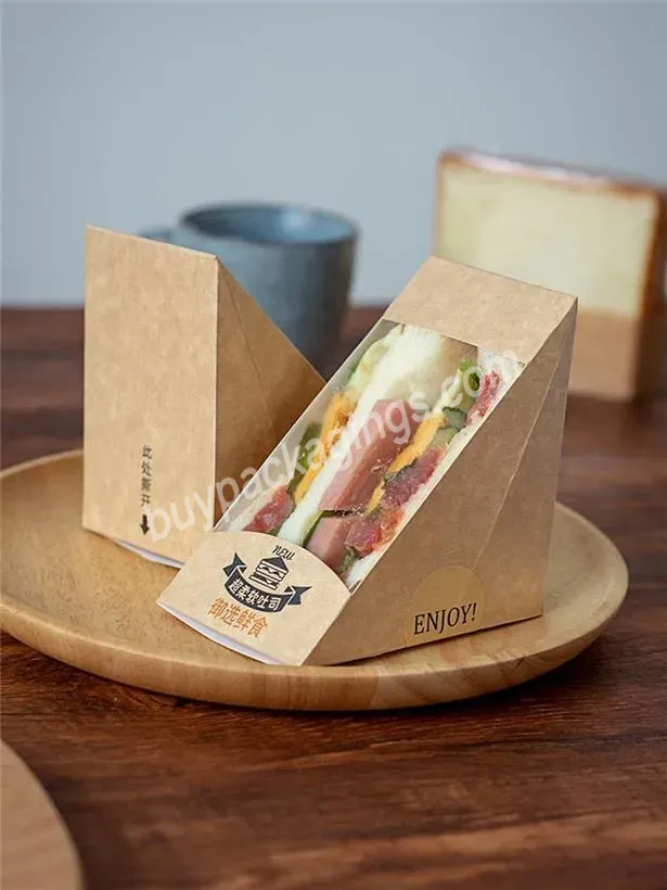 Custom Logo Printing Kraft Paper Sandwichs Box Cake Boxes Packaging Boxes Triangle - Buy Kraft Paper Sandwich Box,Sandwich Box Packaging Triangle,Paper Cardboard Sandwich Box.