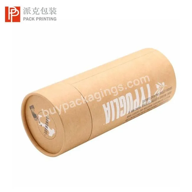 Custom logo recyclable natural brown kraft cardboard packaging T-shirt clothing cylinder paper tube
